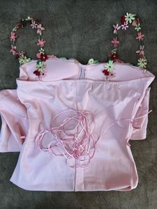 ⋆˚꩜｡Floral Detail Pink Dress