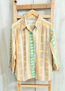 Tan Colour Printed Shirt Size-46