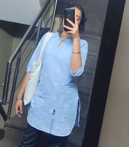 Blue Embroidered Kurta