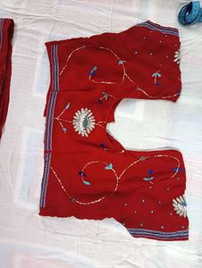 Red Embroidered saree