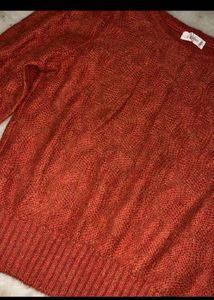 Rust Knit Pullover Sweater