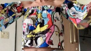 Unique Print Off Shoulder Top