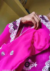 Gorgeous Pink Embroidered Saree with Blouse