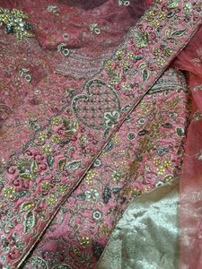 Pastel Pink dabka work embroidery lehanga