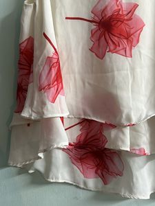 Off White Floral A Line Top