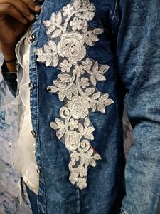 Denim Jacket With Lace