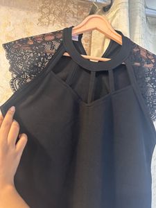 Black Embellished Lace Top, Bust- 32/34 Strechable