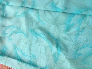Elegant Aqua Blue Floral Saree