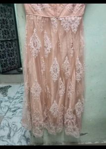 Peach Embroidered Anarkali