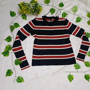 H&amp;M Striped Mock Neck Sweater