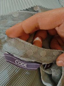 CODE by Lifestyle Blue Sheer Polka Dot Top