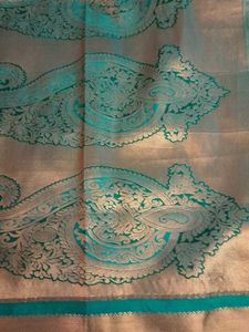 Gray with green silk Saree