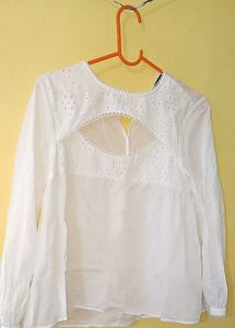 Zara White Abstract open collar Tunic