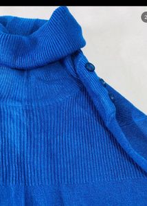 Blue Turtleneck Sweater Dress