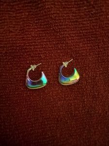 Iridescent Baguette Earrings/ Designer Rainbow