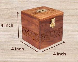 Carved Wooden Coin Bank