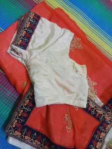 Elegant Orange Saree with Blouse