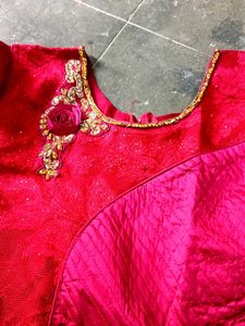 Red Embellished Girls&#39; Dress