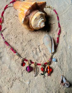 Boho Beaded Charm Necklace