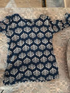 Blue &amp; White Printed Tunic