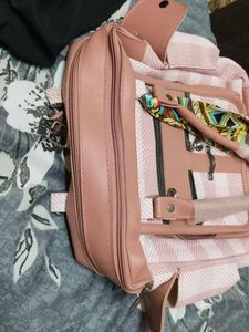Pink Checked Satchel Bag