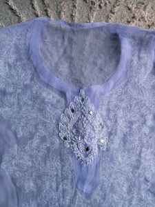 Long Purple Kurta With Mirror Work