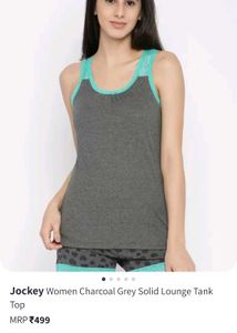 Jockey Women Charcoal Grey Solid Lounge Tank Top