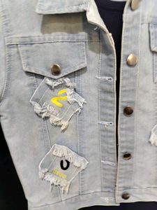 Stylish Denim Jacket With Crop Top