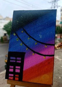 Mini Canvas Sunset Art – Hand-Painted Wall Decor