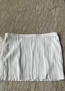 White Ribbed Mini Skirt
