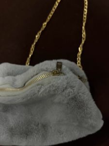 GREY FUR SLING BAG
