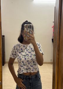 Butterfly Print Crop Top