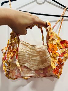 Floral Linen Crop Top