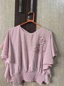 Pink Floral Detail Top