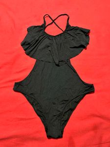 H&amp;M Black Ruffle Bodysuit