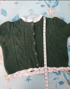 Korean Green Knit Cardigan Top