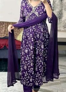Alia Cut Purple Floral Kurta