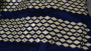 royal blue mirror work semi stitch bridal lengha