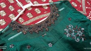 Embroidered Green long frock