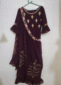 Purple Gown With Cape