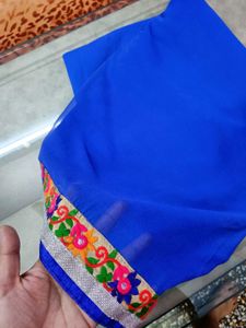 Blue Chiffon Saree