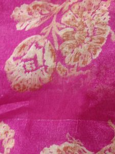 Pink Floral Print Saree