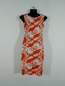Orange Printed Dress For Women&#39;s