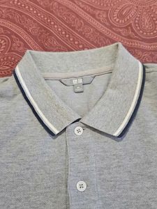Gray Polo Shirt with Trim