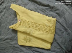 Elegant Yellow Embroidered Kurti