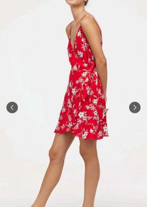 Red Floral Wrap Dress