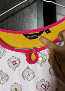 Daily Wear Kurti - Pink &amp; Yellow
