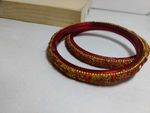 Red & Gold Beaded Bangles