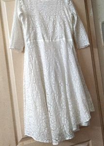 Anarkali White Net Kurti