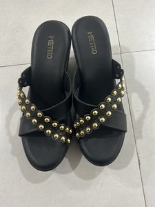 Metro Black Wedges Size UK 4 **One Time Used**